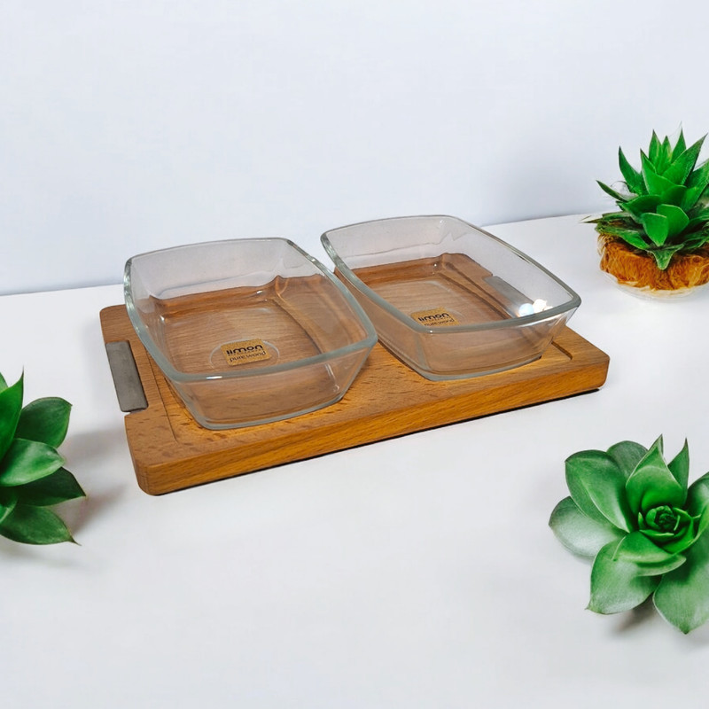 اردوخوری لیمون مدل پایه چوبی مجموعه 3 عددی