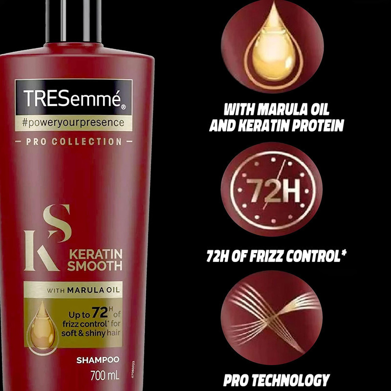 شامپو تقویت کننده و ترمیم کننده مو ترزمی مدل  KERATIN SMOOTH حجم 700 میلی لیتر