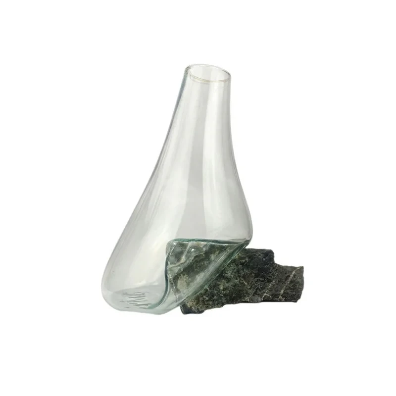 گلدان دکوری شیشه و سنگ، کد 1، ایستاده و رومیزی، ابعاد 1 × 20 × 30 سانتی‌متر، وزن 2500 گرم