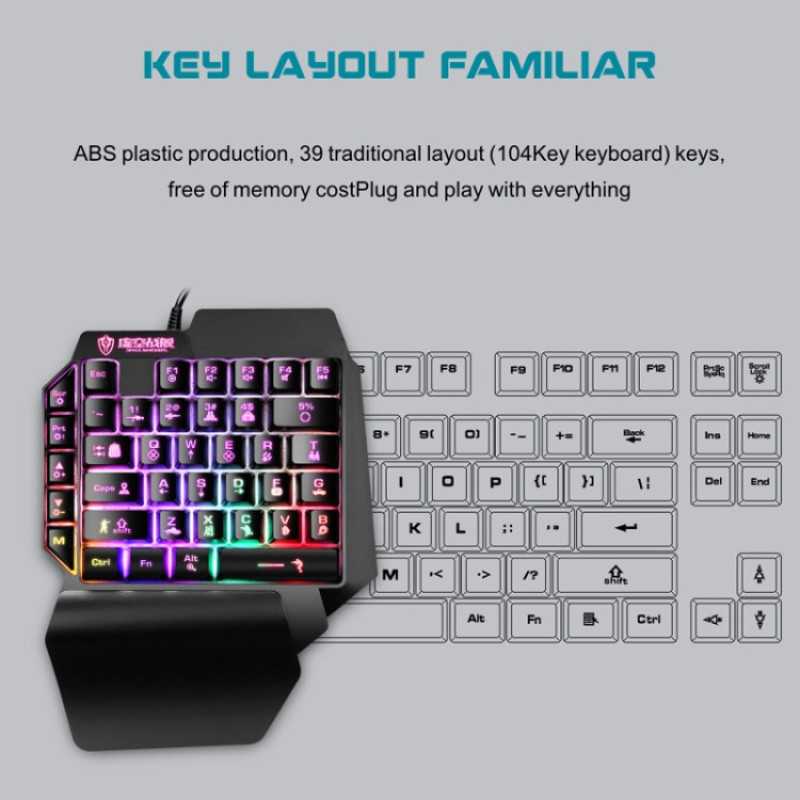 کیبورد گیمینگ شیپادو مدل RGBF6، سوییچ ممبران، Tenkeyless، نورپردازی LED RGB