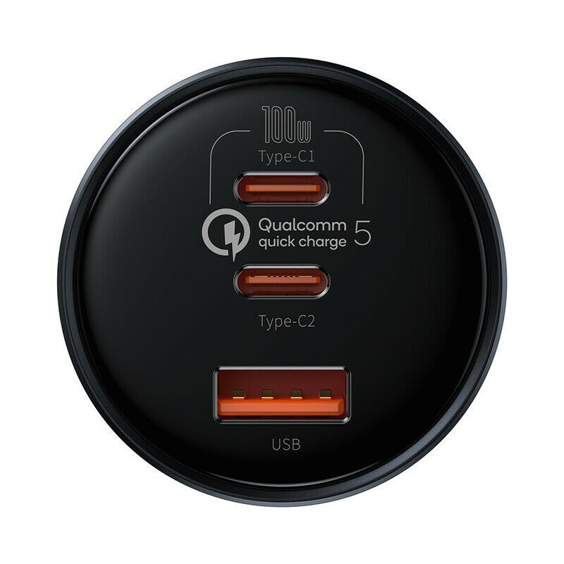 شارژر فندکی 160 وات باسئوس مدل TZCCZM-0G به همراه کابل USB-C