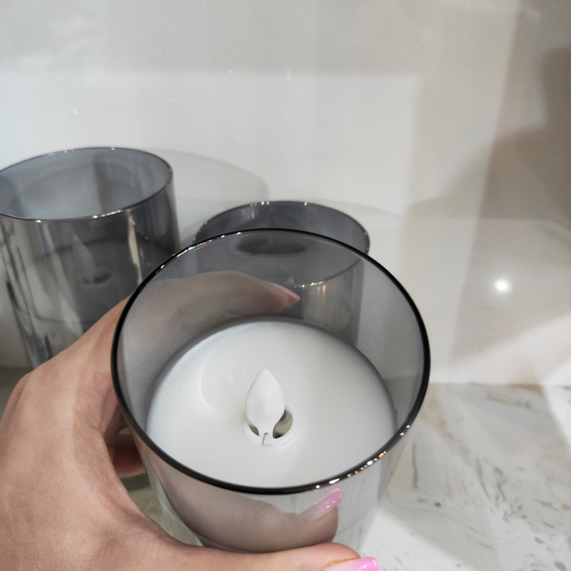 شمع ال ای دی طرح شیشه ای زمان اتمام 60 ساعت بسته 3 عددی