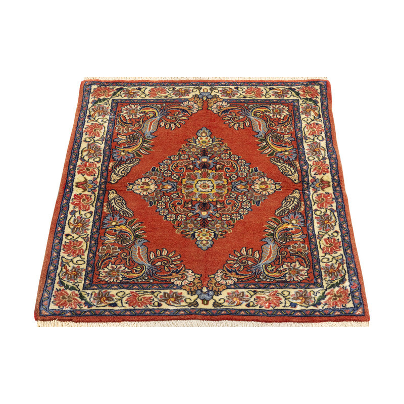 فرش دستبافت نیم متری طرح ساروق کد 45P12851 زمینه لاکی