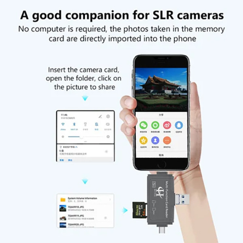 مبدل USB 3.0 OTG به USB-C MICROUSB لایتنینگ هارمن مدل CARDREADER PRO