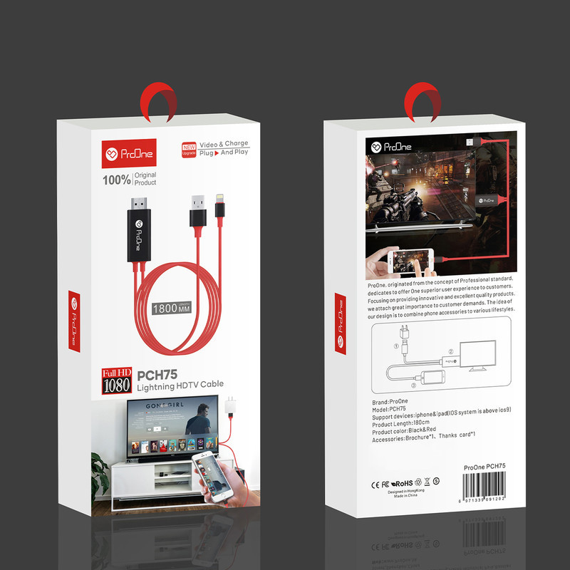 کابل تبدیل لایتنینگ به HDMI پرووان مدل PCH75 طول 1.8 متر