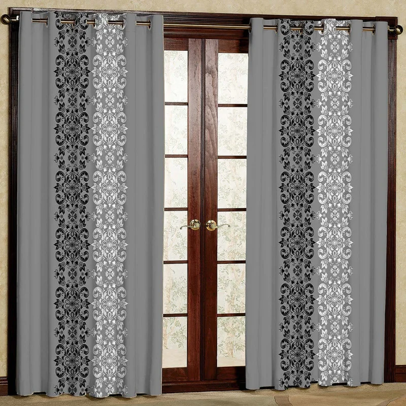 پرده بارمان دکور طرح اسلیمی مدل مخمل پانچی کد 1593 W سایز 140x280 سانتی متر