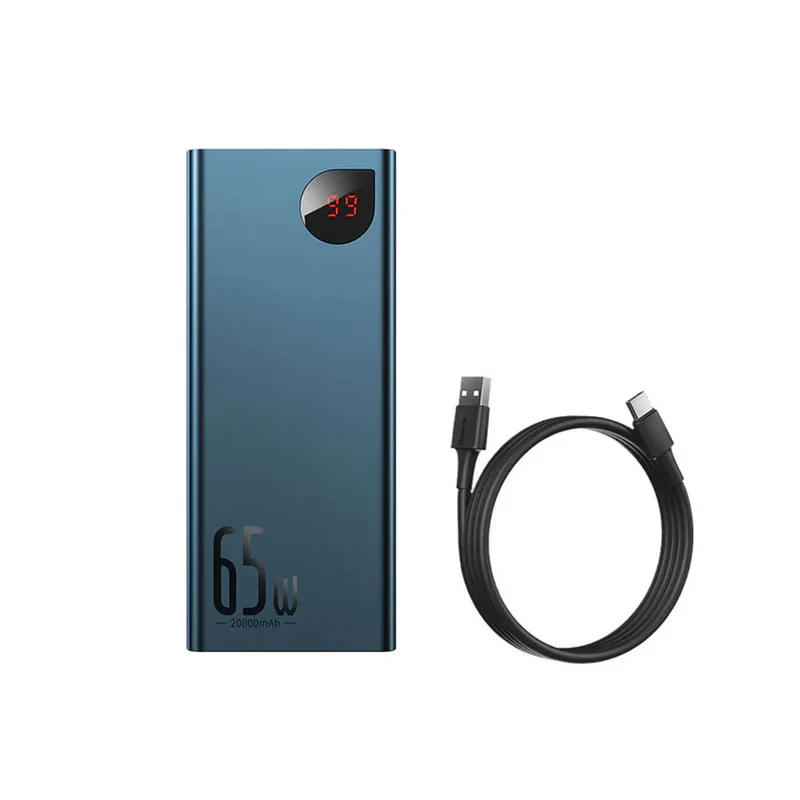 پاوربانک 65 وات بیسوس مدل PPADM65-S ظرفیت 20000 میلی آمپر ساعت به همراه کابل USB-C به USB-A