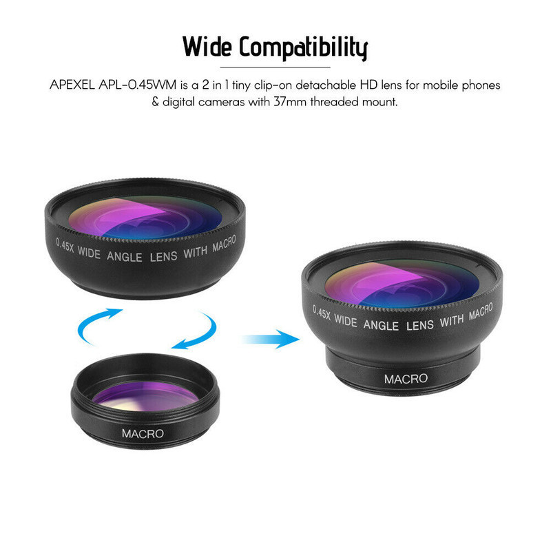 لنز کلیپسی موبایل اپیکسل مدل APL-0.45WM کد wide angle&macro