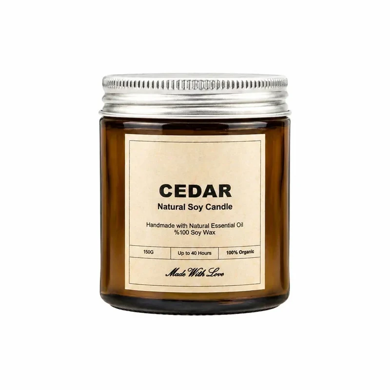 شمع لیوانی معطر مدل سدر با رایحه طبیعت زمان اتمام 50 ساعت