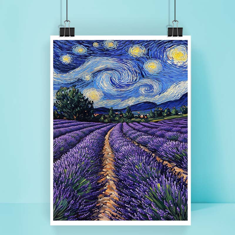 پوستر کارنيکا طرح شب پرستاره فانتزی ون‌گوگ Fantasy Starry Night Van Gogh کد 40208 مجموعه 8 عددی