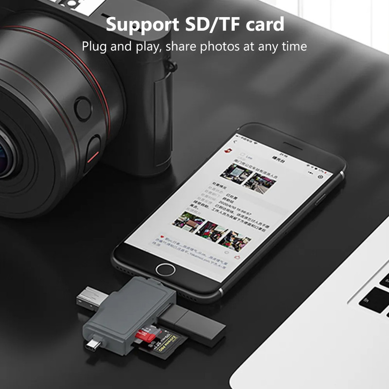 مبدل USB 3.0 OTG به USB-C MICROUSB لایتنینگ هارمن مدل CARDREADER PRO