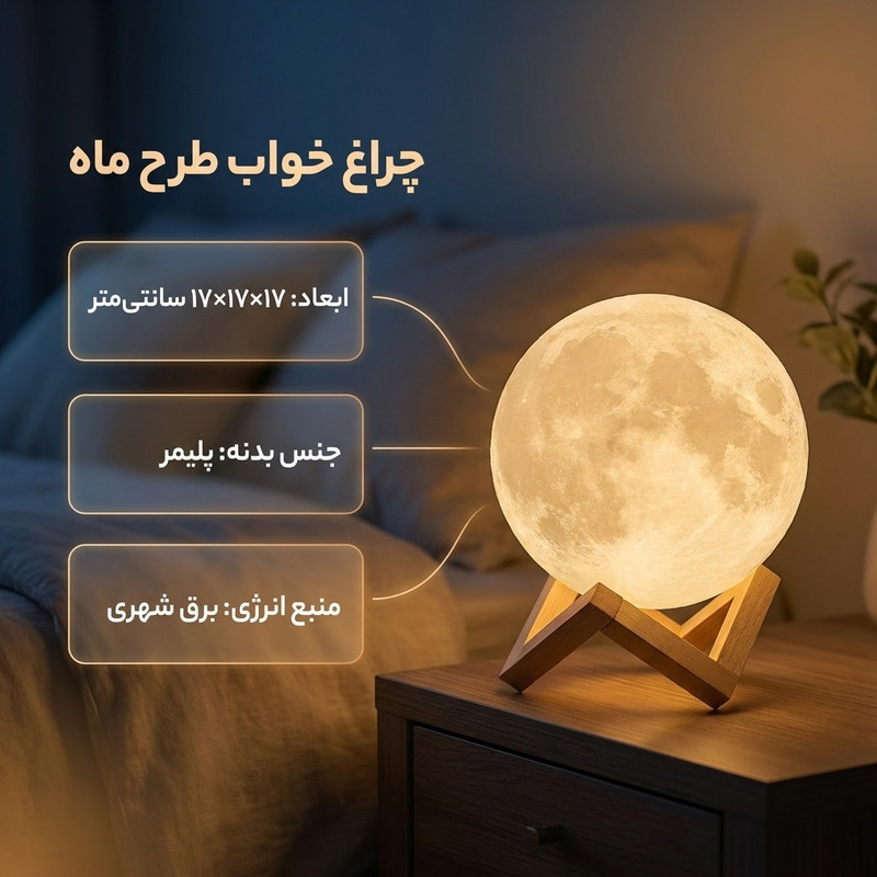 چراغ خواب مدل  اسپیکر دار طرح ماه
