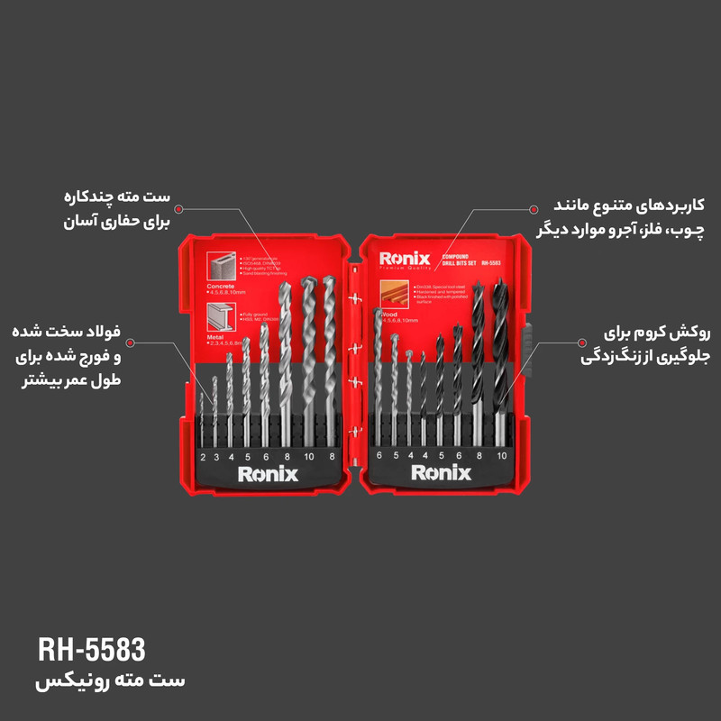 ست 16 عددی مته رونیکس مدل 5583
