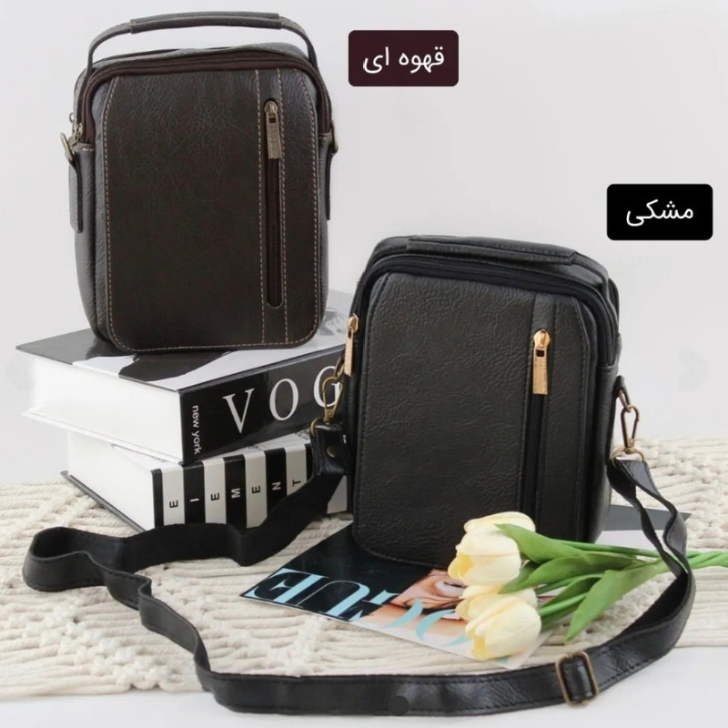 کیف مردانه رو دوشی چرم مصنوعی با بند مدل 7120A