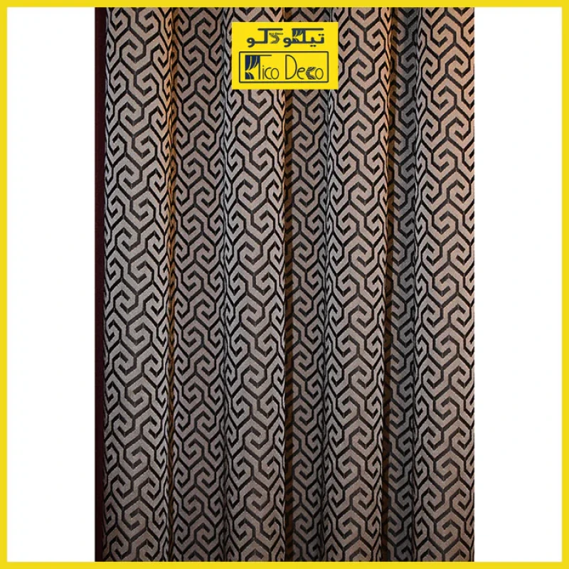 پرده پانچ تیکو دکو مدل ساتن ژاکارت طرحدار ابریشم بافت دار سایز 180x140 سانتی‌متر