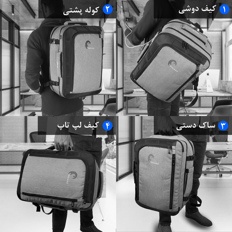 کوله پشتی لپ تاپ برساد مدل Bb 102 plus مناسب برای لپ تاپ 15 تا 17 اینچی