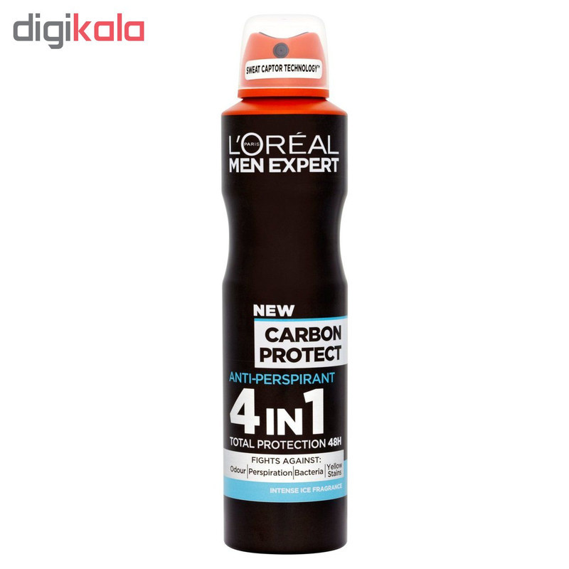 اسپری ضد تعریق مردانه لورآل سری Men Expert مدل Carbon Protect حجم 250 میلی لیتر