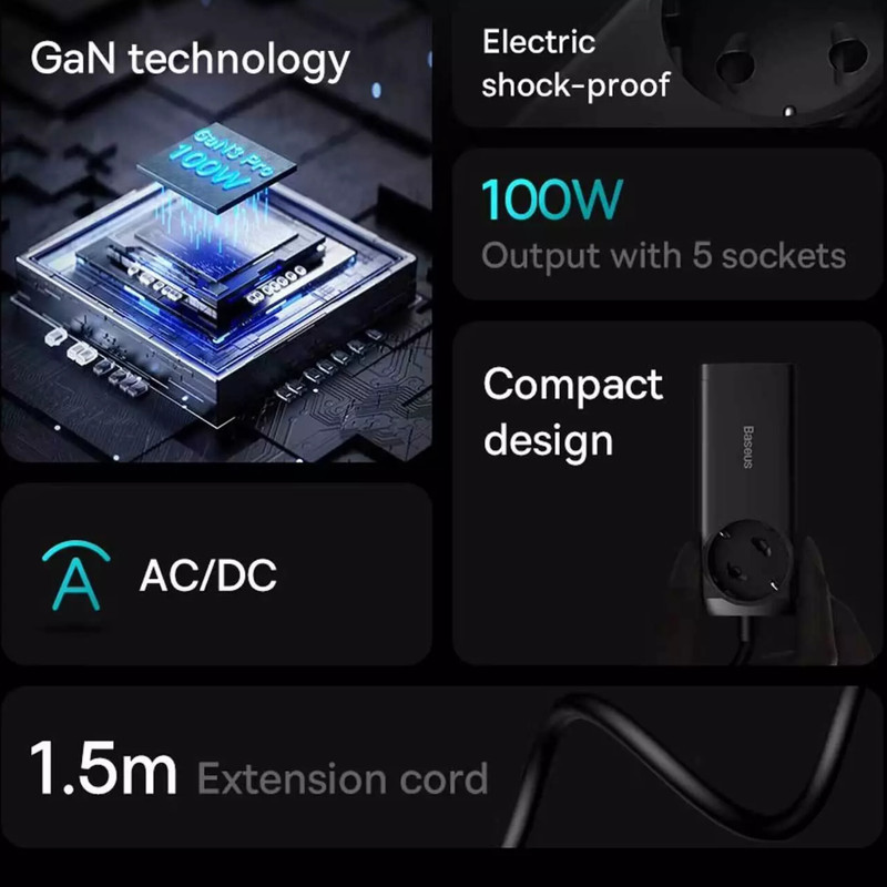 شارژر رومیزی 100 وات  بیسوس مدل CCGAN100-1ACE به همراه کابل USB-C