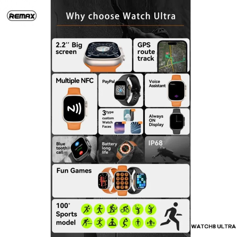 ساعت هوشمند ریمکس مدل WATCH8 ULTRA