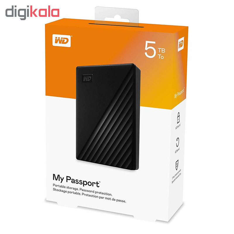 هارد اکسترنال وسترن دیجیتال مدل My Passport ظرفیت پنج ترابایت دارای رابط USB Type-A 3.2