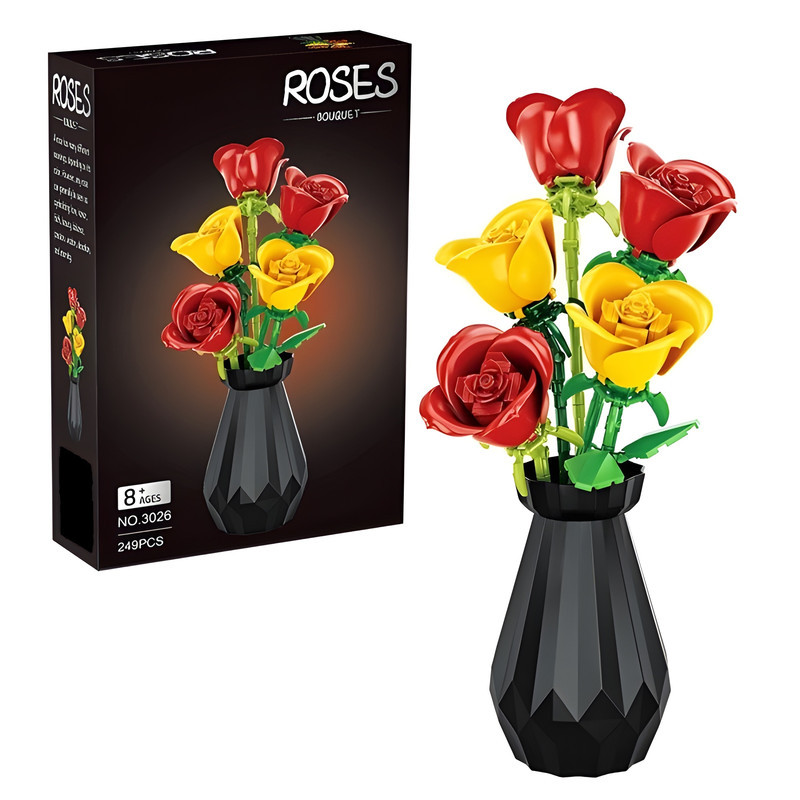 ساختنی 249 تکه مدل گلدان گل رز ROSES کد 3026