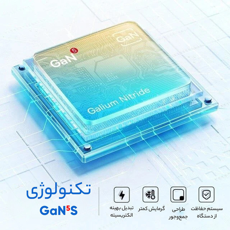 شارژر دیواری 30 وات بیسوس مدل GAN5 mini 30W به همراه کابل تبدیل USB-C