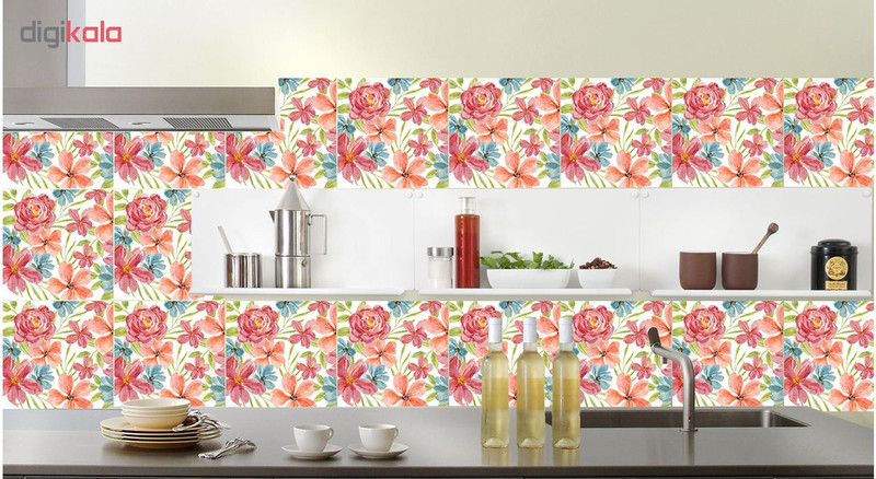 استیکر کاشی طرح گل کد 106 بسته 10 عددی