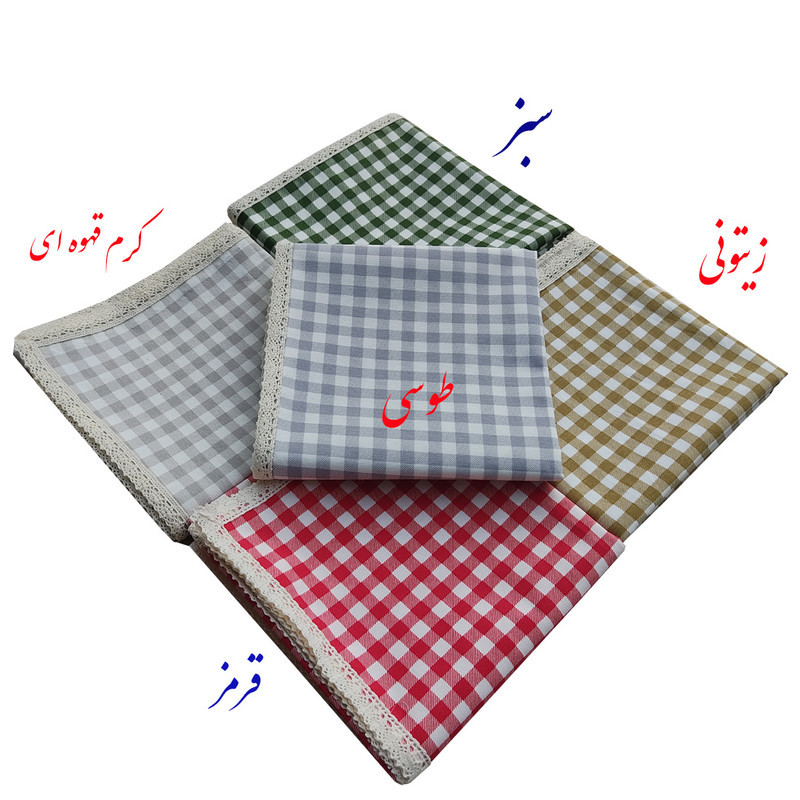 رومیزی نساجی دُر هنر یزد مدل چهارخانه cotton  سایز 90x90 سانتی‌متر