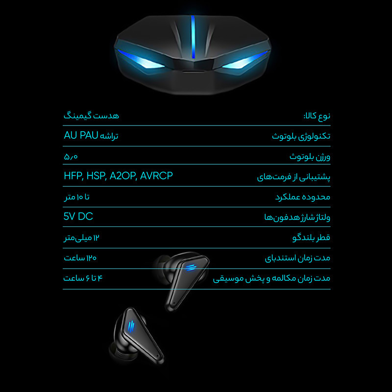 هدفون بلوتوثی مدل K55 بدون نویز کنسلینگ، درگاه شارژ USB Type-C، پشتیبانی از فرمان لمسی، دارای سه میکروفون، مقاومت در برابر رطوبت و عرق
