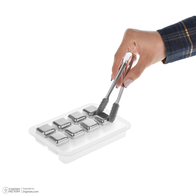 خنک‌کننده نوشیدنی مکعبی SN-FLNB-2103-20، 8 عددی، استیل ضدزنگ با سیلیکون، قابل شستشو با دست و ماشین ظرفشویی، به همراه انبر