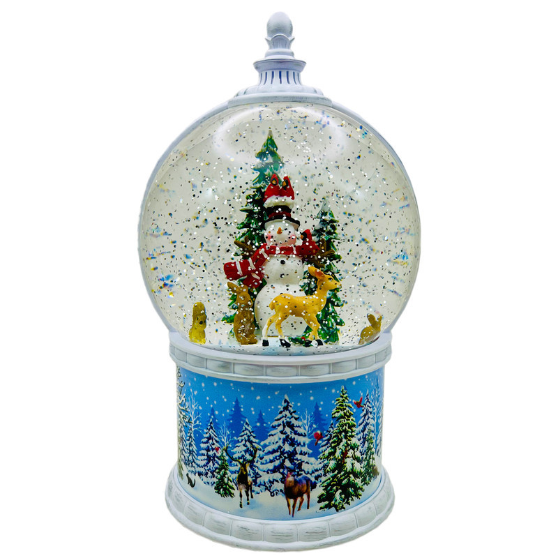 گوی موزیکال مدل پمپی مجسمه چرخشی آدم برفی طرح کریسمس کد RP4198