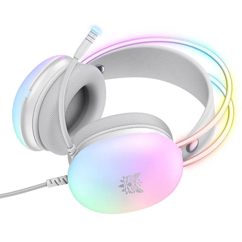 هدست گیمینگ اونیکوما مدل X25 RGB با نویز کنسلینگ میکروفون (ENC)، بدون قابلیت شارژ، اتصال از طریق جک 3.5 میلی متری صدا، دارای دکمه قطع و وصل میکروفون و دکمه کنترل صدا، طراحی ارگونومیک و بالشتک‌های نرم و قابل تنظیم، مقاوم در برابر رطوبت و عرق