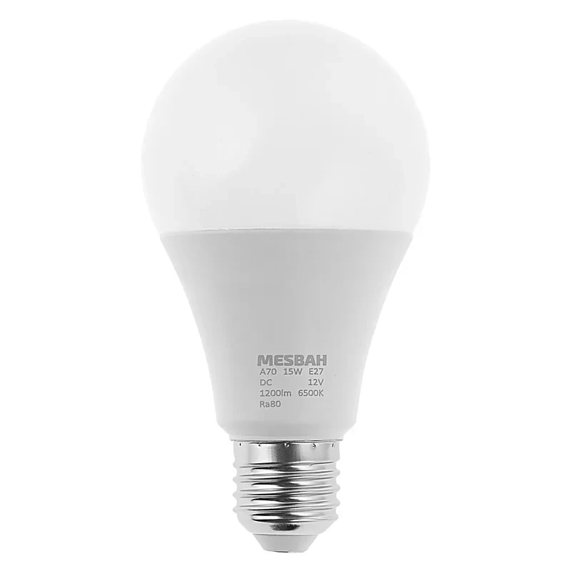 لامپ ال ای دی 12 ولت 15 وات مصباح مدل DC پایه معمولی E27 کد 12V-DC-A70-15W