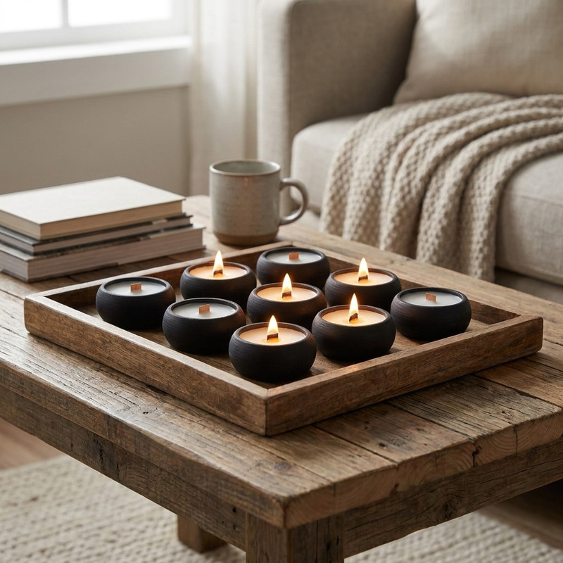 شمع وارمر مدل ژورنالی کد wooden wick بسته 9 عددی