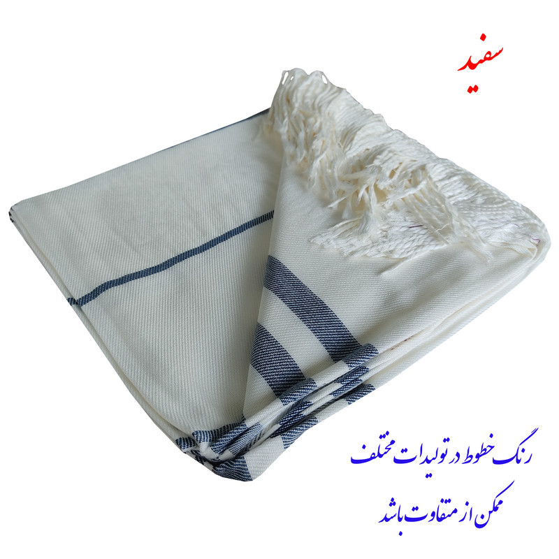 حوله حمام نساجی هنر یزد مدل خط دار ریشه دار سایز 100×180 سانتی متر