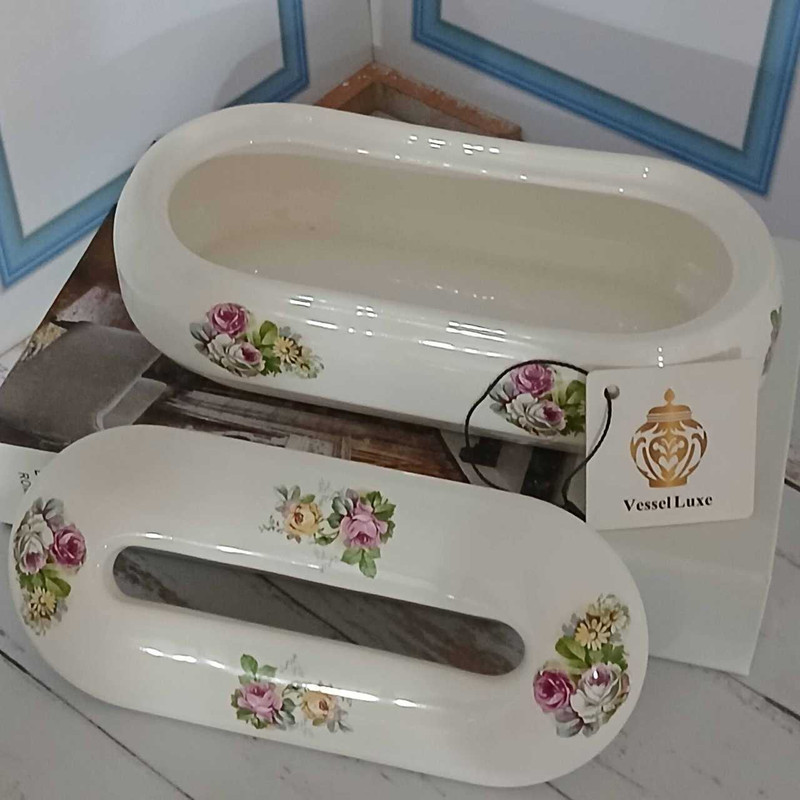 جای دستمال کاغذی وسل لوکس مدل گلهای بهشتی کد ۱۰۴