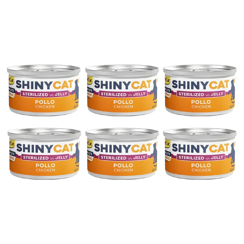 کنسرو غذای گربه بالغ جیم کت مدل Cat Food Sterilized Chicken in Jelly طعم مرغ وزن 70 گرم بسته 6 عددی