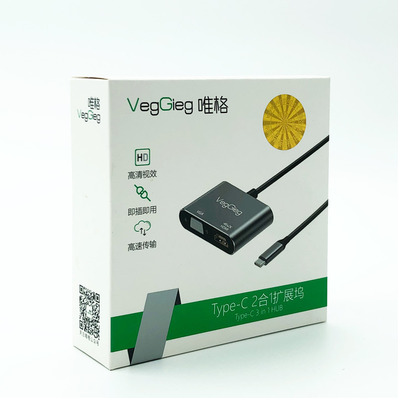 مبدل usb-C به HDMI  VGA وگیگ مدل V-TC02