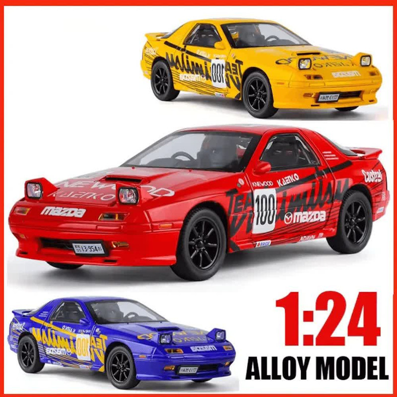 ماکت ماشین ناب سل مدل  مزدا RX7 اسپرت فلزی چراغ تاشو موزیکال  1:24 Mazda RX-7