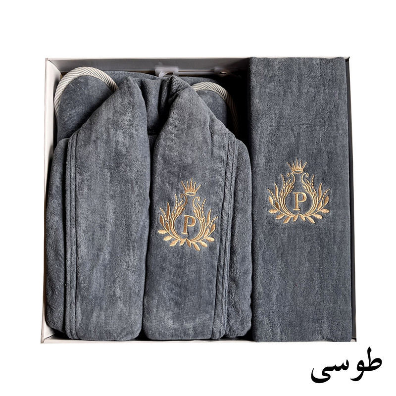 سرویس حوله پالتویی 4 تکه طرح ماریبور مدل گلبرگ کد 1