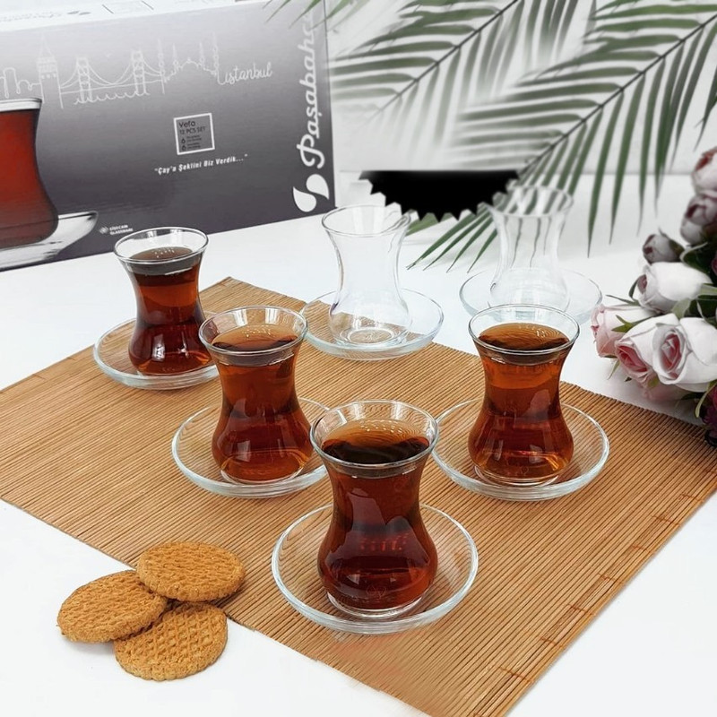استکان نعلبکی پاشاباغچه مدل کمرباریک کد2348 بسته 6 عددی