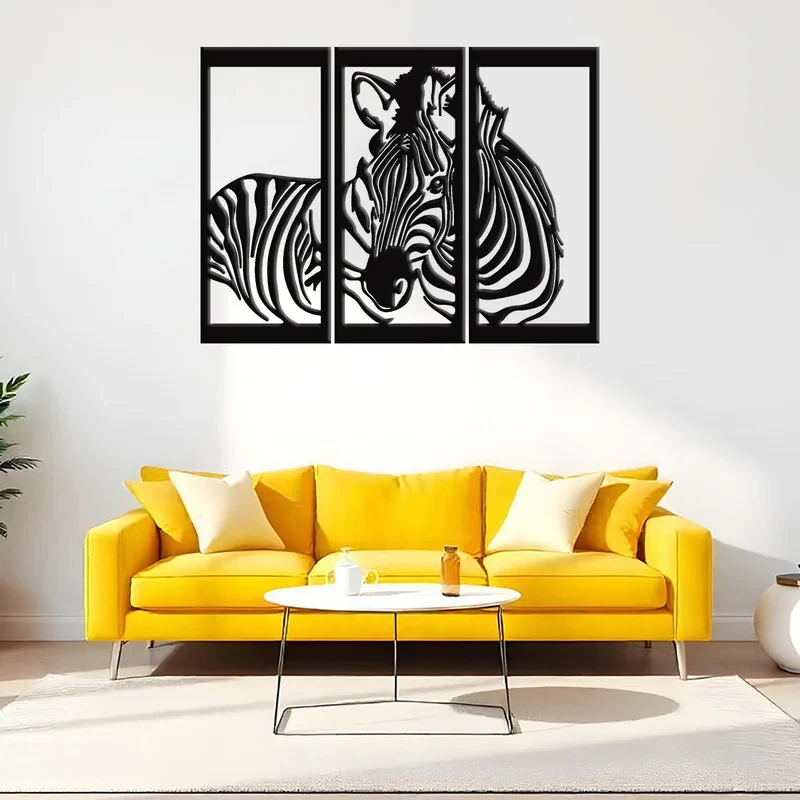 دیوارکوب مدل گورخر فلزی Zebra مجموعه 3 عددی