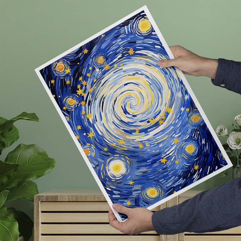 پوستر کارنيکا طرح شب پرستاره فانتزی ون‌گوگ Fantasy Starry Night Van Gogh کد 40208 مجموعه 8 عددی