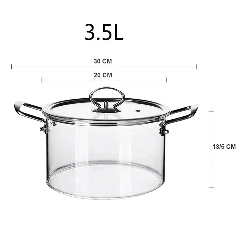 قابلمه پیرکس مدل شعله مستقیم دسته استیل کد 3.5L سایز 20