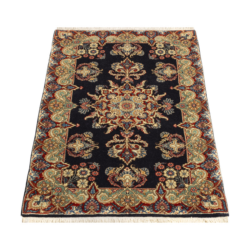 فرش دستبافت یک متری مدل کرمان کد  97P327 زمینه سرمه ای