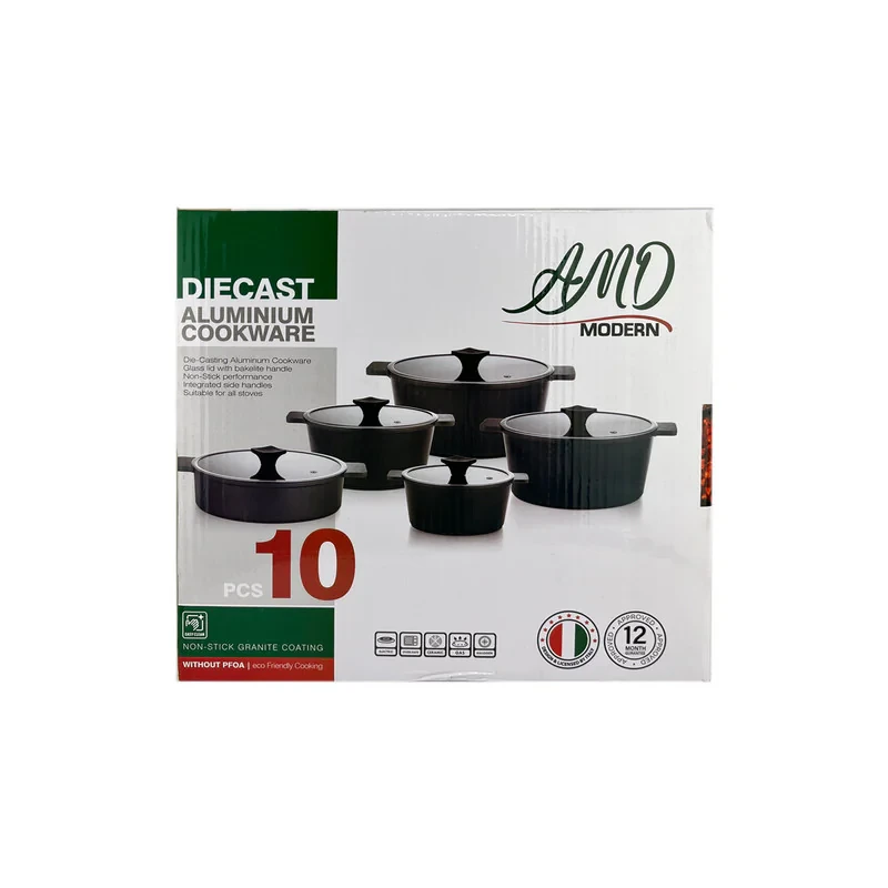 سرویس قابلمه و تابه چدن گرانیت 10 پارچه ای ام بی مدل کلاسیک