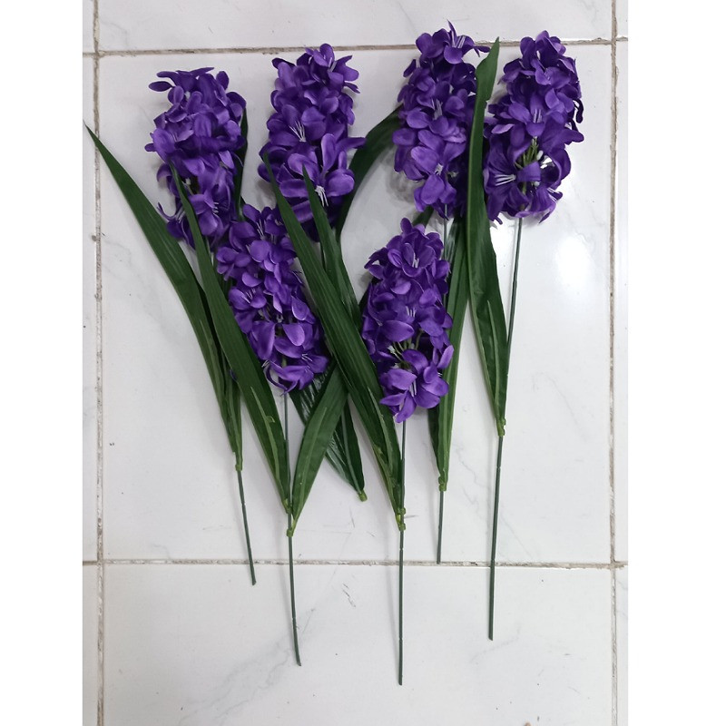 گل مصنوعی سنبل بسته 6 عددی، شاخه پارچه‌ای قابل شستشو، ابعاد 5×5×28 سانتی‌متر، وزن 100 گرم