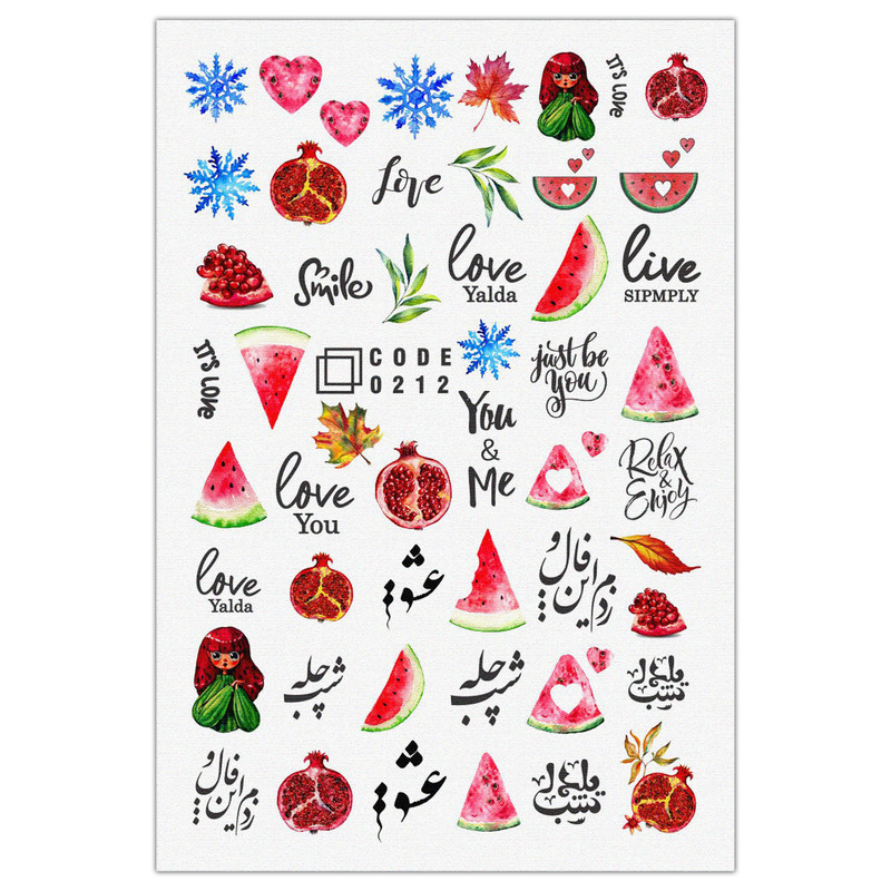 برچسب لنز ناخن مدل یلدایی کد 212
