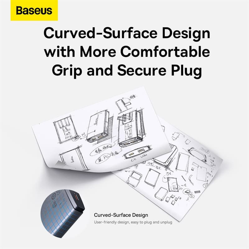 شارژر دیواری 65 وات بیسوس مدل GaN5 Pro Ultra-Slim به همراه کابل تبدیل USB-C