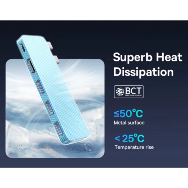 هاب 5 پورت USB-C بیسوس مدل  BS-OH180  Direct Link Type